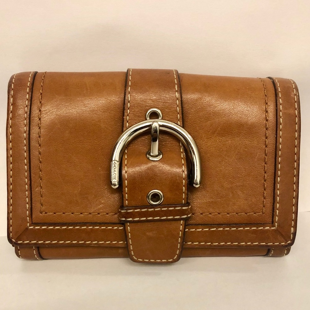 Coach Soho Tan Leather Buckle Wallet